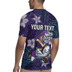 Personalised Melbourne Storm Rugby Jersey Polynesian Tribal Pattern With Rugby Storm Man Mascot Art