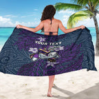 Personalised Melbourne Storm Sarong Polynesian Tribal Pattern With Rugby Storm Man Mascot Art