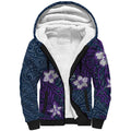Personalised Melbourne Storm Sherpa Hoodie Polynesian Tribal Pattern With Rugby Storm Man Mascot Art