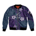 Personalised Melbourne Storm Sleeve Zip Bomber Jacket Polynesian Tribal Pattern With Rugby Storm Man Mascot Art
