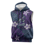 Personalised Melbourne Storm Sleeveless Hoodie Polynesian Tribal Pattern With Rugby Storm Man Mascot Art
