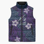 Personalised Melbourne Storm Sleeveless Puffer Jacket Polynesian Tribal Pattern With Rugby Storm Man Mascot Art