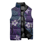 Personalised Melbourne Storm Sleeveless Puffer Jacket Polynesian Tribal Pattern With Rugby Storm Man Mascot Art