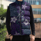 Personalised Melbourne Storm Sleeveless Puffer Jacket Polynesian Tribal Pattern With Rugby Storm Man Mascot Art