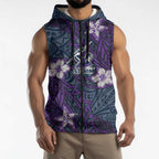 Personalised Melbourne Storm Sleeveless Zip Hoodie Polynesian Tribal Pattern With Rugby Storm Man Mascot Art