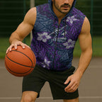 Personalised Melbourne Storm Sleeveless Zip Hoodie Polynesian Tribal Pattern With Rugby Storm Man Mascot Art