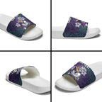 Personalised Melbourne Storm Slide Sandals Polynesian Tribal Pattern With Rugby Storm Man Mascot Art