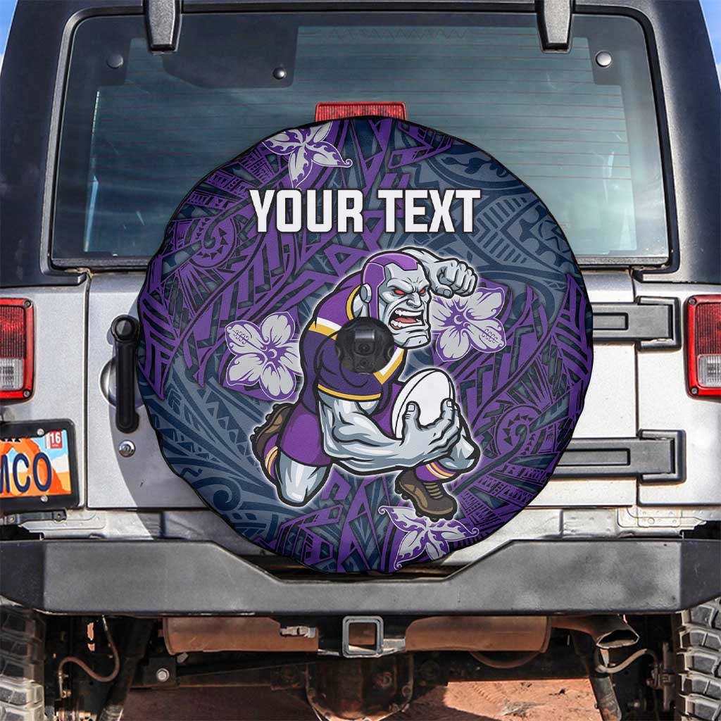 Personalised Melbourne Storm Spare Tire Cover Polynesian Tribal Pattern With Rugby Storm Man Mascot Art