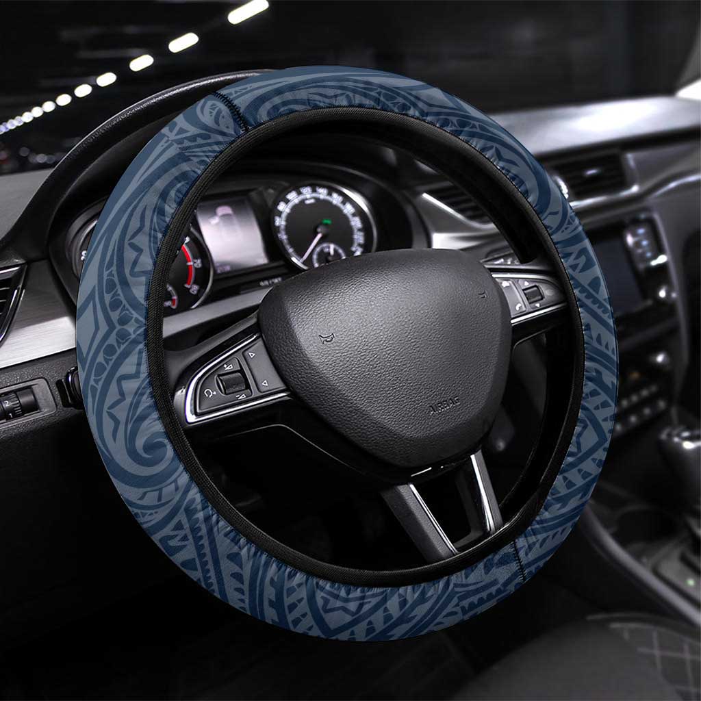 Melbourne Storm Steering Wheel Cover Polynesian Tribal Pattern With Rugby Storm Man Mascot Art