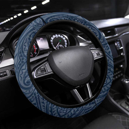 Melbourne Storm Steering Wheel Cover Polynesian Tribal Pattern With Rugby Storm Man Mascot Art