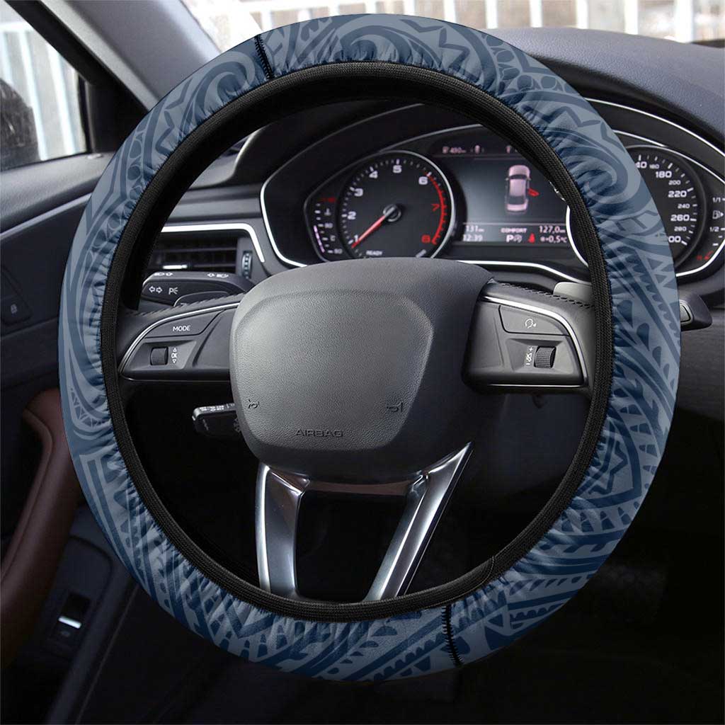 Melbourne Storm Steering Wheel Cover Polynesian Tribal Pattern With Rugby Storm Man Mascot Art