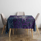Personalised Melbourne Storm Tablecloth Polynesian Tribal Pattern With Rugby Storm Man Mascot Art