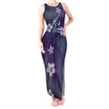 Personalised Melbourne Storm Tank Maxi Dress Polynesian Tribal Pattern With Rugby Storm Man Mascot Art