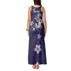 Personalised Melbourne Storm Tank Maxi Dress Polynesian Tribal Pattern With Rugby Storm Man Mascot Art