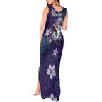 Personalised Melbourne Storm Tank Maxi Dress Polynesian Tribal Pattern With Rugby Storm Man Mascot Art