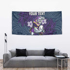 Personalised Melbourne Storm Tapestry Polynesian Tribal Pattern With Rugby Storm Man Mascot Art