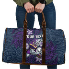 Personalised Melbourne Storm Travel Bag Polynesian Tribal Pattern With Rugby Storm Man Mascot Art