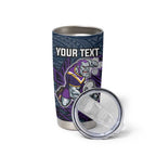 Personalised Melbourne Storm Tumbler Cup Polynesian Tribal Pattern With Rugby Storm Man Mascot Art