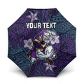 Personalised Melbourne Storm Umbrella Polynesian Tribal Pattern With Rugby Storm Man Mascot Art