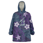 Personalised Melbourne Storm Wearable Blanket Hoodie Polynesian Tribal Pattern With Rugby Storm Man Mascot Art