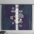 Personalised Melbourne Storm Window Curtain Polynesian Tribal Pattern With Rugby Storm Man Mascot Art