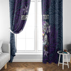Personalised Melbourne Storm Window Curtain Polynesian Tribal Pattern With Rugby Storm Man Mascot Art