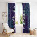 Personalised Melbourne Storm Window Curtain Polynesian Tribal Pattern With Rugby Storm Man Mascot Art