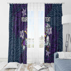 Personalised Melbourne Storm Window Curtain Polynesian Tribal Pattern With Rugby Storm Man Mascot Art