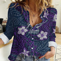 Personalised Melbourne Storm Women Casual Shirt Polynesian Tribal Pattern With Rugby Storm Man Mascot Art