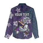 Personalised Melbourne Storm Women Casual Shirt Polynesian Tribal Pattern With Rugby Storm Man Mascot Art