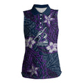 Personalised Melbourne Storm Women Sleeveless Polo Shirt Polynesian Tribal Pattern With Rugby Storm Man Mascot Art