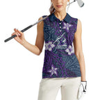 Personalised Melbourne Storm Women Sleeveless Polo Shirt Polynesian Tribal Pattern With Rugby Storm Man Mascot Art