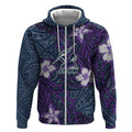 Personalised Melbourne Storm Zip Hoodie Polynesian Tribal Pattern With Rugby Storm Man Mascot Art
