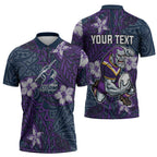 Personalised Melbourne Storm Zipper Polo Shirt Polynesian Tribal Pattern With Rugby Storm Man Mascot Art
