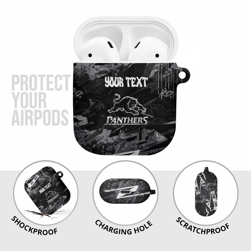 Personalized Penrith Panthers AirPods Case Graffiti Grunge Abstract Urban Street Style Design