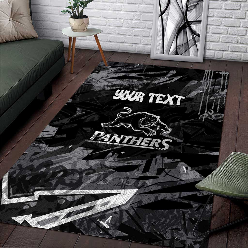Personalized Penrith Panthers Area Rug Graffiti Grunge Abstract Urban Street Style Design