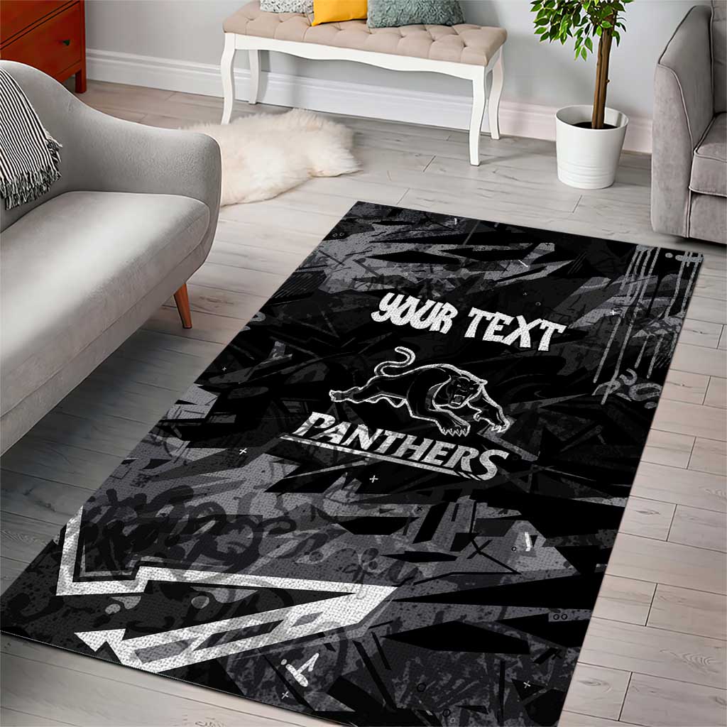 Personalized Penrith Panthers Area Rug Graffiti Grunge Abstract Urban Street Style Design