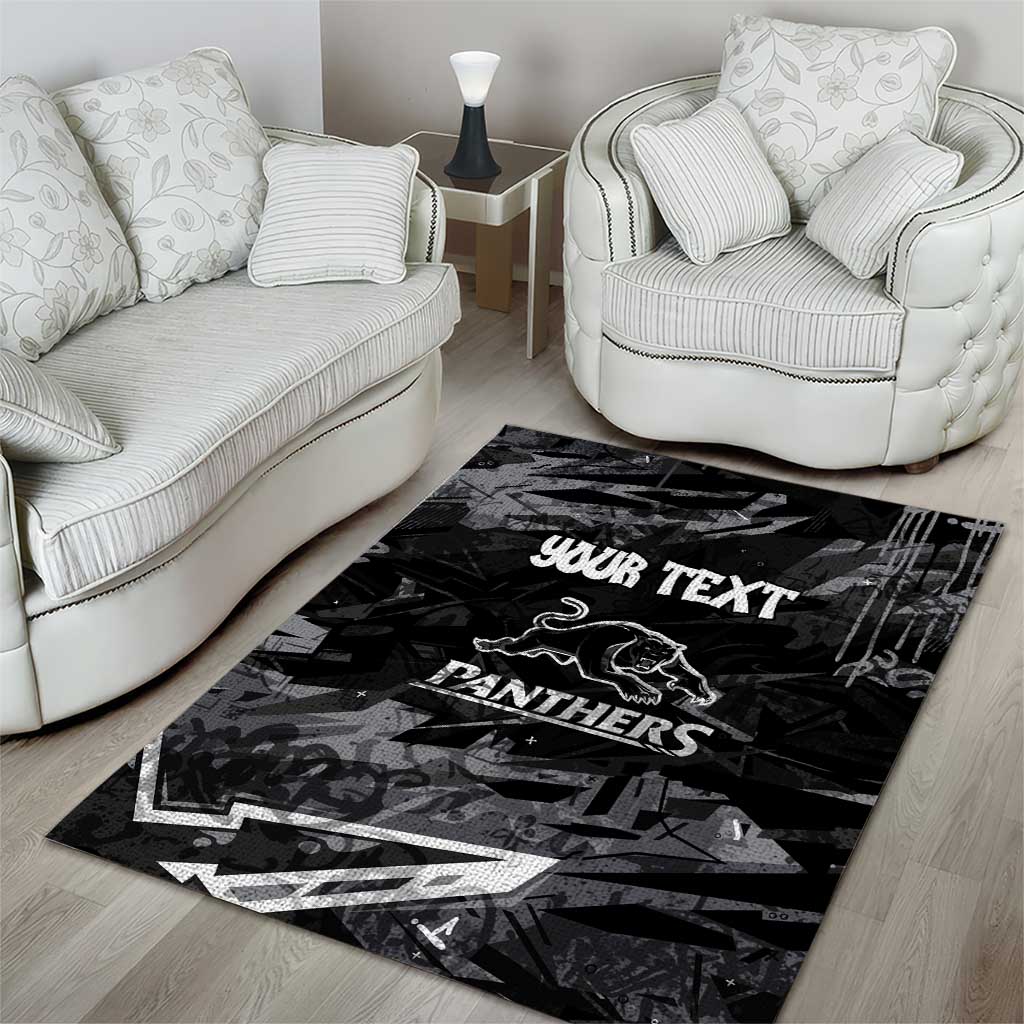 Personalized Penrith Panthers Area Rug Graffiti Grunge Abstract Urban Street Style Design