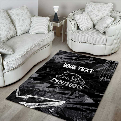 Personalized Penrith Panthers Area Rug Graffiti Grunge Abstract Urban Street Style Design