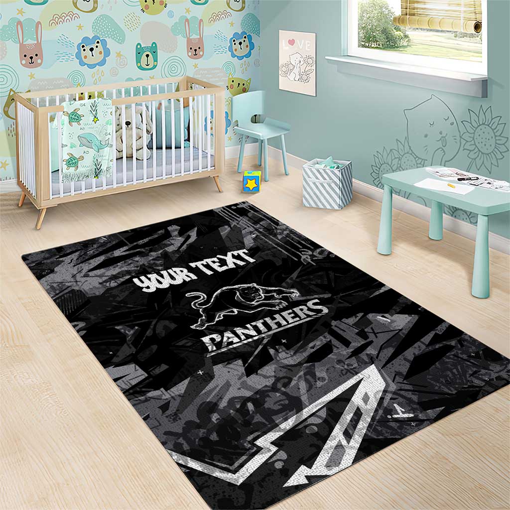 Personalized Penrith Panthers Area Rug Graffiti Grunge Abstract Urban Street Style Design