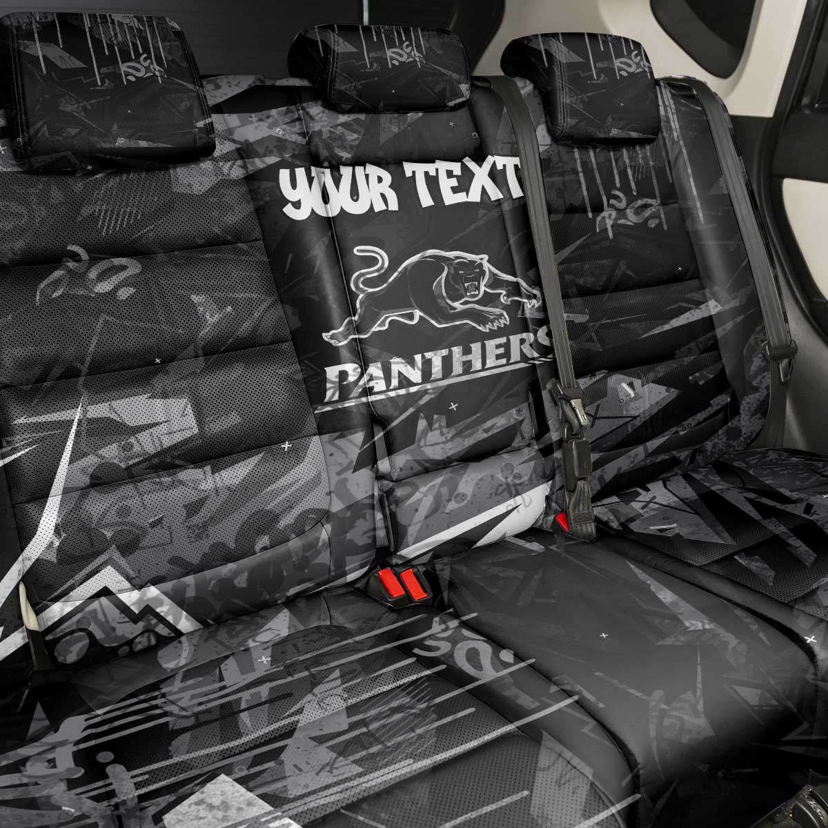 Personalized Penrith Panthers Back Car Seat Cover Graffiti Grunge Abstract Urban Street Style Design
