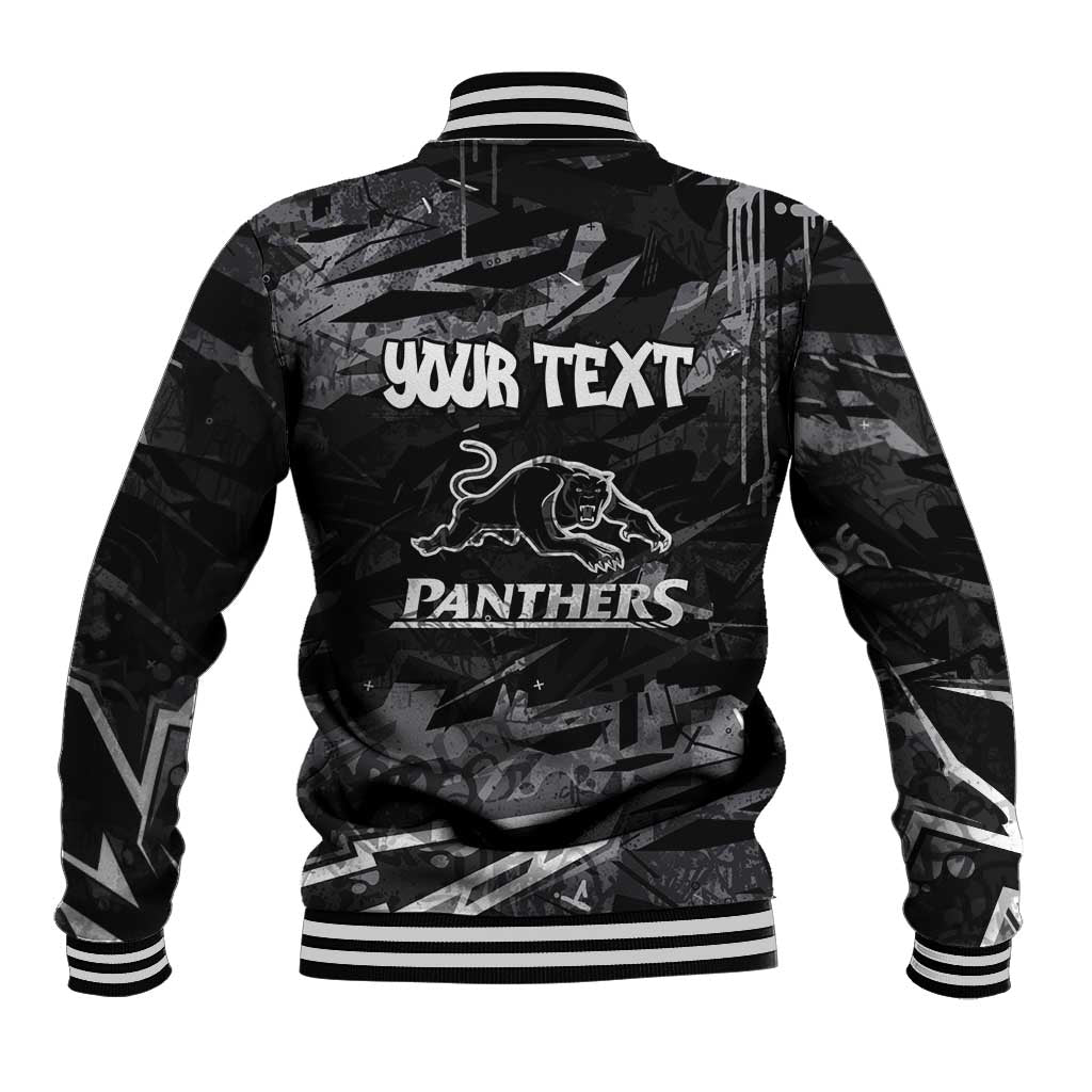 Personalized Penrith Panthers Baseball Jacket Graffiti Grunge Abstract Urban Street Style Design