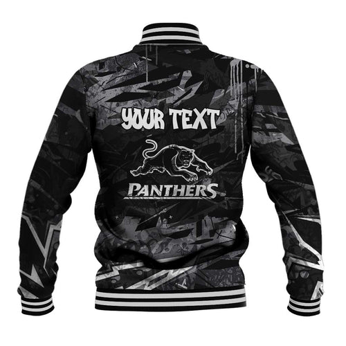 Personalized Penrith Panthers Baseball Jacket Graffiti Grunge Abstract Urban Street Style Design