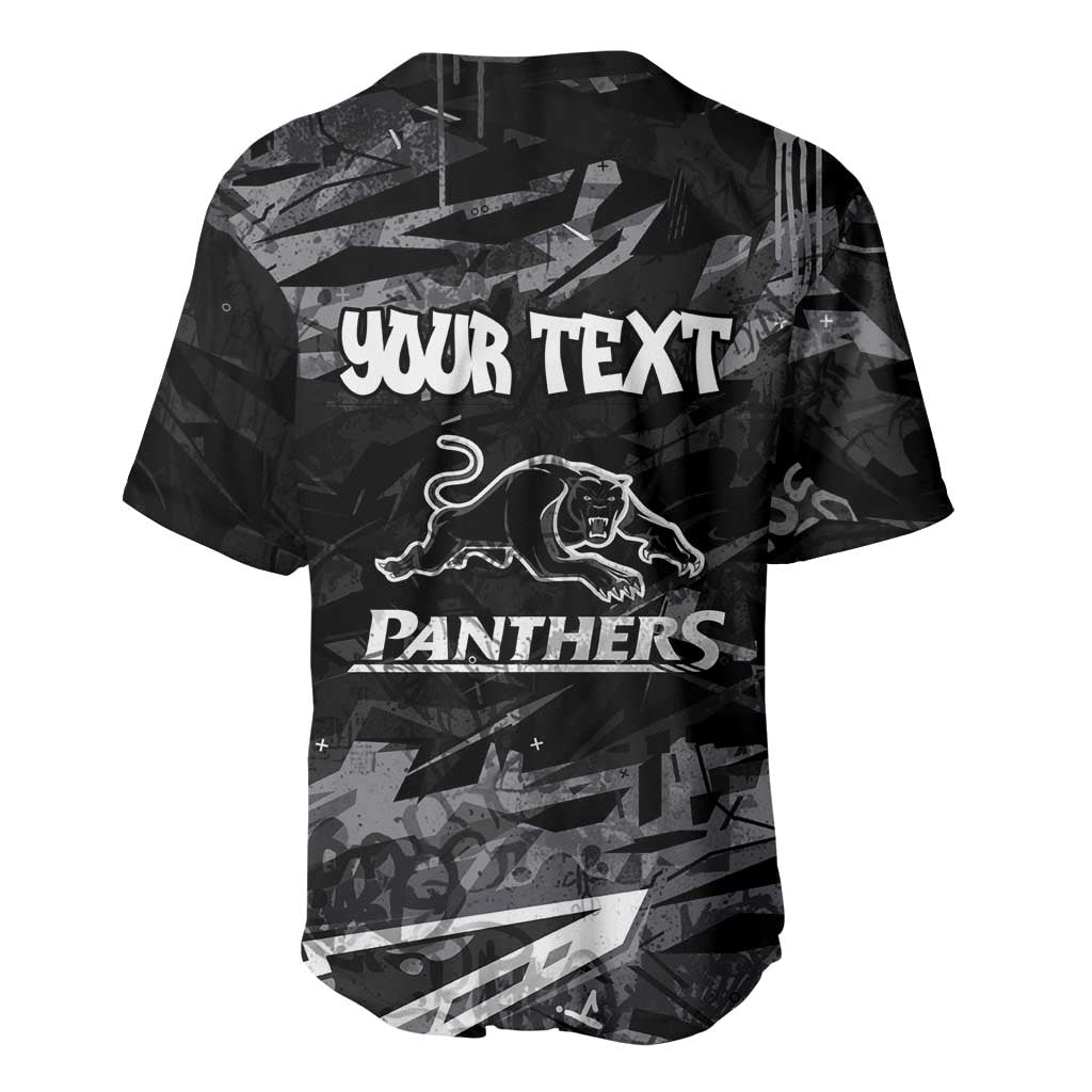 Personalized Penrith Panthers Baseball Jersey Graffiti Grunge Abstract Urban Street Style Design