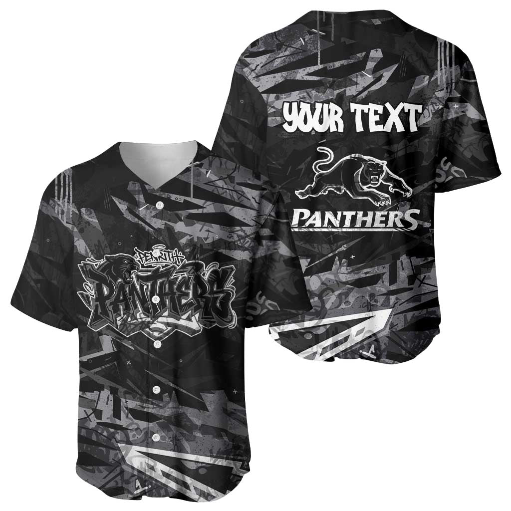 Personalized Penrith Panthers Baseball Jersey Graffiti Grunge Abstract Urban Street Style Design