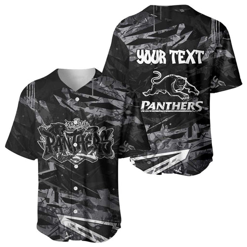 Personalized Penrith Panthers Baseball Jersey Graffiti Grunge Abstract Urban Street Style Design