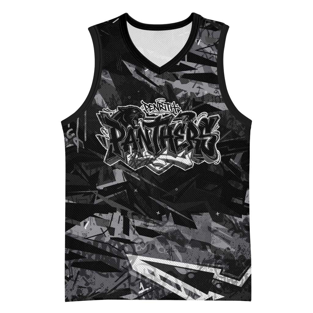 Personalized Penrith Panthers Basketball Jersey Graffiti Grunge Abstract Urban Street Style Design