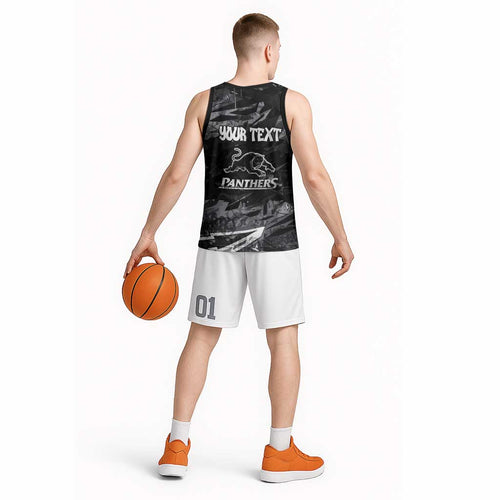 Personalized Penrith Panthers Basketball Jersey Graffiti Grunge Abstract Urban Street Style Design