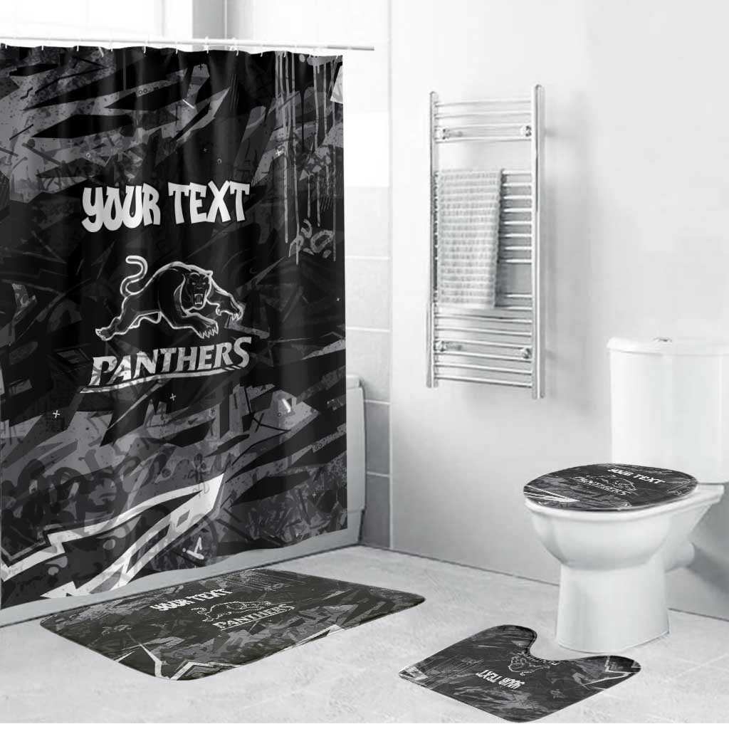Personalized Penrith Panthers Bathroom Set Graffiti Grunge Abstract Urban Street Style Design