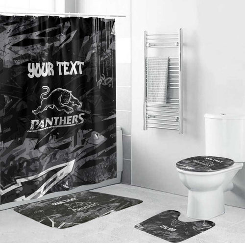Personalized Penrith Panthers Bathroom Set Graffiti Grunge Abstract Urban Street Style Design